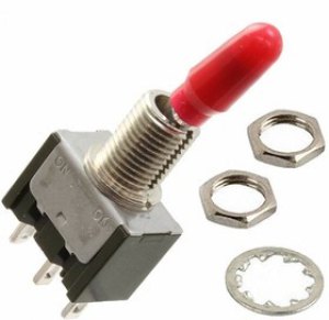M2012SS1W01-BC, Toggle Switches ON-ON .413 BAT .350 BUSHING SLDR RED CAP