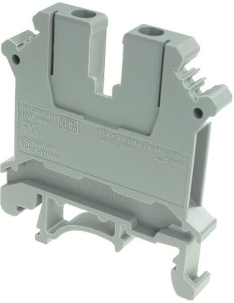 3004016, UK 5 Series Grey Feed Through Terminal Block, Single-Level, Screw Termination 3004016, UK 5 Series Grey Feed Through Terminal Block, Single-Level, Screw Termination