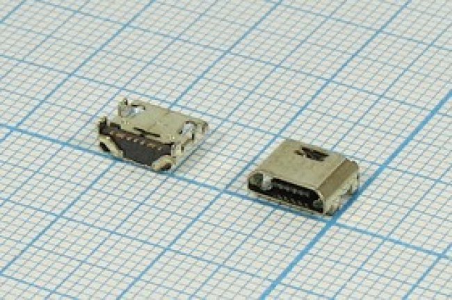 Разъем microUSB REV розетка, тип B, контакты 7C4HP, на плату, угловой, micro B7SD3 REV