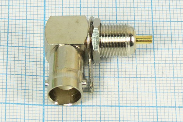 Высокочастотное угловое гнездо BNC с креплением на панель; №2947 гн BNC\\пан\\угл гайка d10\