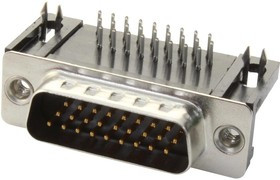 09564627813, Разъем D Sub, угловой, High Density, Штекер, 62 контакт(-ов), DC, Пайка