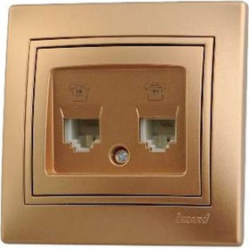 Двойная телефонная розетка MIRA евро, золотой металлик, со вставкой 701-1313-138