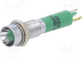 19030351, Индикат.лампа: LED; вогнутый; зеленый; 24ВDC; O6мм; металл