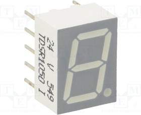 TDSR1050, 7-сегментный светодиодный дисплей, Красный, 1 мА, 1.8 В, 3.6 мкд, 1, 10 мм