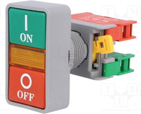 DPB22-1-O/C, Переключатель: двойной, Фикс.пол: 1, NC + NO, 3A/230ВAC, 22мм, IP65