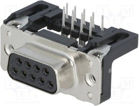 09661126602, Разъем D-Sub; PIN: 9; гнездо; "мама"; угловой 90°; THT; UNC4-40