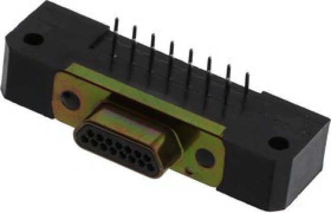 MDM-15PBR, MICRO D CONNECTOR, R/A, PLUG, 15POS, TH