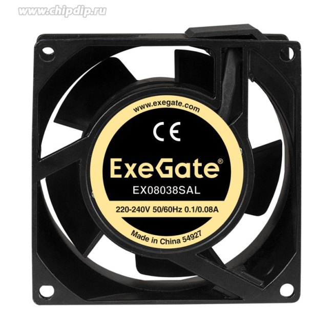 EX289001RUS, Вентилятор 220В AC ExeGate EX08038SAL (80x80x38 мм, Sleeve bearing (подшипник скольжения), алюминиевый корпус, подводящий прово