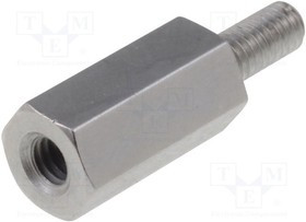 TFM-M2.5X10/DR212, Дистанцирующая стойка с резьбой, латунь, 10мм, никель, Ключ 5мм