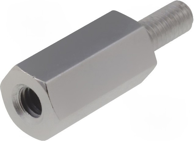 TFM-M2.5X10/DR212, Дистанцирующая стойка с резьбой, латунь, 10мм, никель, Ключ 5мм