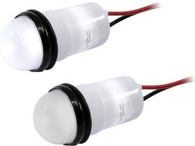 PML50SWFVW, LED Panel Mount Indicators 1090mcd Semi Dome White Flex Wire