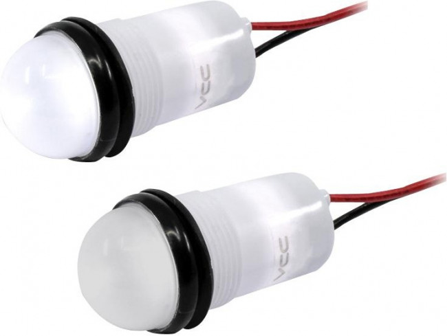 PML50SWFVW, LED Panel Mount Indicators 1090mcd Semi Dome White Flex Wire