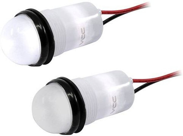 PML50SWFVW, LED Panel Mount Indicators 1090mcd Semi Dome White Flex Wire