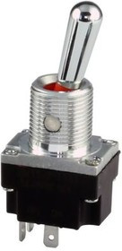 2MT1-6, Toggle Switch, Panel Mount, (On)-Off, DPST, Solder Terminal, 28V dc