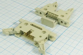 Штекер IDC на шлейф с защёлками и фланцевым креплением, 10 конт. шаг 2.54x2.54мм; №1805 штек IDC\P2,54x2,54\10P\ шлейф\\IDCM-10MS\с фланцами