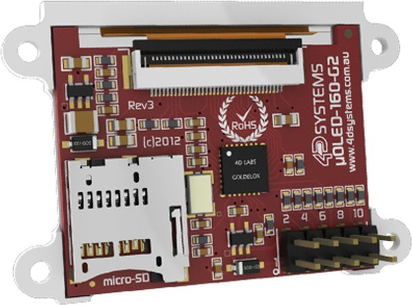 UOLED-160-G2, Дисплей OLED, графический, 1,7", 160x128, Размер окна 33,6x27мм