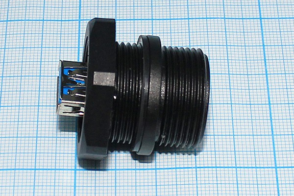 Переходник герметичный гнездо USB3.0 - гнездо USB3.0, на панель; №15171 гн USB \A 3.0\9C\-гн USB \A 3.0\9C\пан\герм\QM25US
