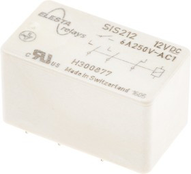 SIS 212 12VDC, PCB Mount Force Guided Relay, 12V dc Coil Voltage, DPST, SPST
