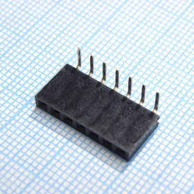 ZL263-7SG, Гнездо штыревое "мама" PIN 7 угловой 90° 2,54мм THT 1x7