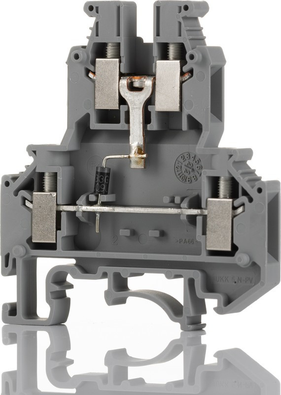 2791032, UKK 5-DIO/U-O Series Grey DIN Rail Terminal Block, 0.2 4mm², Double-Level