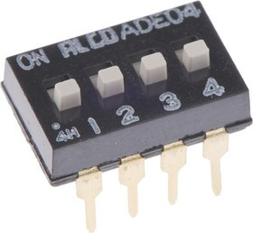 ADE0404, DIP Switches / SIP Switches SPST 4POS EXT SLIDE T/H DIP SWITCH