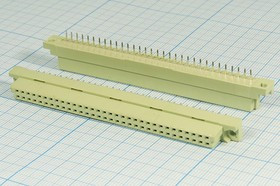 Розетка DIN41612 на 64 гнёзда с неполным заполнением A=1x32=32HP, шаг 2.54мм; №10095 гн ПрС DIN41612\P2,54\ 64HP[A]\плат\\D21-32F1DL