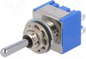MS-500I-B, Переключатель: тумблер, Пол: 3, DP3T, ON-OFF-(ON), 6A/125ВAC, 1кВ
