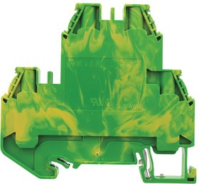 58.504.9255.0, WT 4 E PE Series Green, Yellow Earth Terminal Block, Double-Level, Screw Termination, ATEX