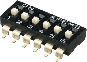 IKD0603101, 6 Way Surface Mount DIP Switch SPST, Raised Actuator Slide Actuator