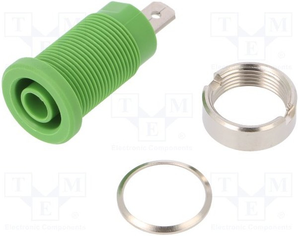 SEB 7077 Ni / GN, Green Female Banana Socket, 4 mm Connector, 24A, 1000V, Nickel Plating