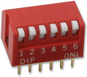 MCNDP-06V, DIP / SIP переключатель, 6 схем(-а), Клавиша, Сквозное Отверстие, SPST-NO, 24 В, 25 мА