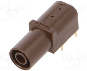 FCR7350N, Гнездо; "банан" 4мм; 24А; 33мм; коричневый; позолота; на панель