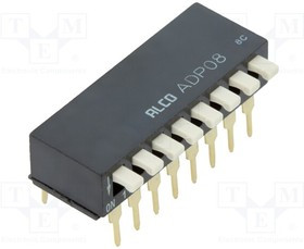 2-1571999-6, Switch DIP OFF ON SPST 8 Piano 0.1A 24VDC PC Pins 2.54mm Thru-Hole Box/Tube