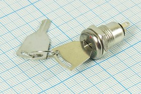 Переключатель замковый, 2P, 0,5, OFF-ON, d11,5, E-433 Переключатель замковый, 2P, 0,5, OFF-ON, d11,5, E-433