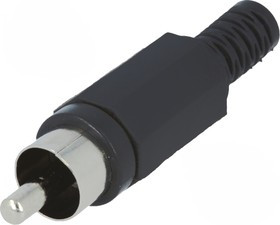 CC-006B, Вилка, RCA, "папа", с амортизатором, прямой, пайка, черный