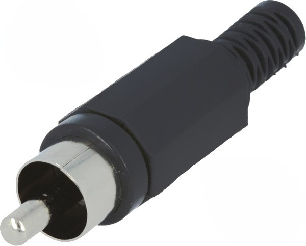 CC-006B, Вилка, RCA, "папа", с амортизатором, прямой, пайка, черный