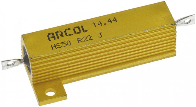 HS50-0R22J, Резистор: проволочный, с радиатором, винтами, 220мОм, 50Вт, ±5%
