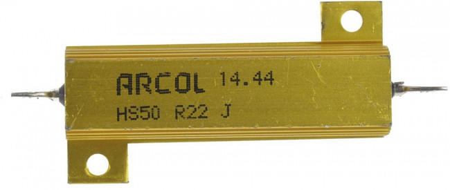 HS50-0R22J, Резистор: проволочный, с радиатором, винтами, 220мОм, 50Вт, ±5%