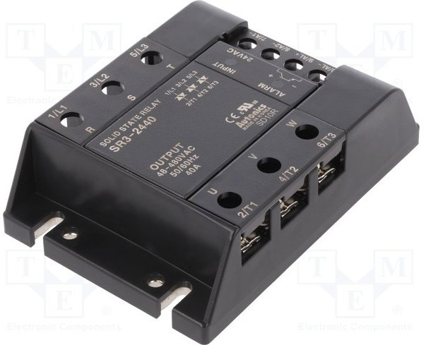SR3-2440, Реле: полупроводниковое, Uупр: 24ВAC, 40А, 48-480ВAC, 3-фазный