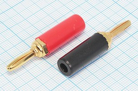 Штекер BANANA 4, кабель, красный, 4мм, пайка, пластик, Au, S10Z-0071b; №15229R штек BANANA 4\кабель\кр\4мм\пайка\ пл\Au\S10Z-0071b\