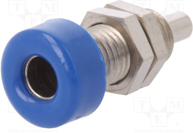BU 403 Ni / BL, Blue Female Banana Socket, 4 mm Connector, 32A, 33 V ac, 70V dc, Nickel Plating