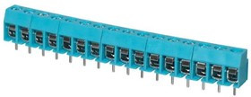 TB003-500-P16BE, Fixed Terminal Blocks Terminal block, screw type, 5.00 , horizontal, 16 poles, CUI Blue, Philip's head screw, PCB mount