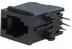 RJJU44143E7V011, Гнездо, RJ9, PIN: 4, Кат: 5, Конф: 4p4c, THT, угловой
