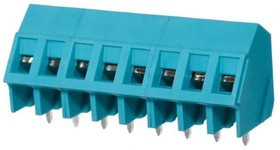 TB008A-508-08BE, Fixed Terminal Blocks Terminal block, screw type, 5.08 , 45, 8 poles, CUI Blue, slotted screw, PCB mount