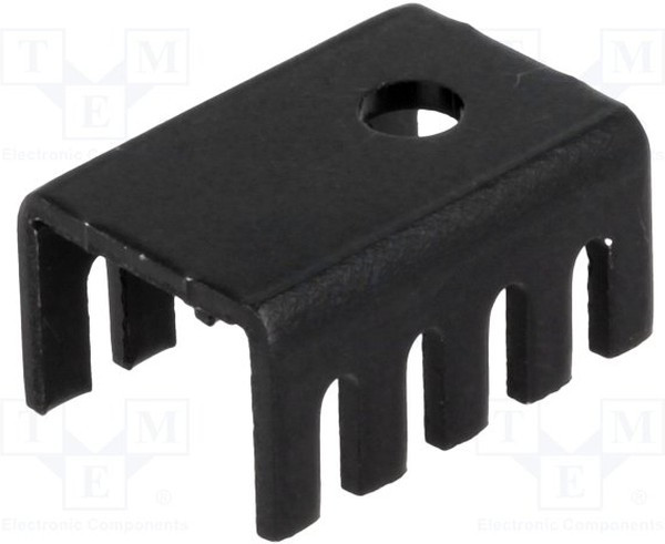 HS-S02, Радиатор: прессованный, U, TO220, черный, L: 19,05мм, W: 13,21мм