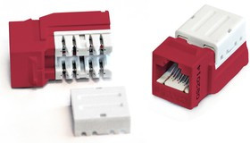 Вставка Hyperline, Keystone Jack RJ-45(8P8C), категория 5e, 110 IDC, заделка с помощью NE-TOOL, крас