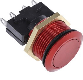 76-9513/4044R, 76-95 Series Push Button Switch, Momentary, Panel Mount, 19.2mm Cutout, SPDT, 250V ac, IP67