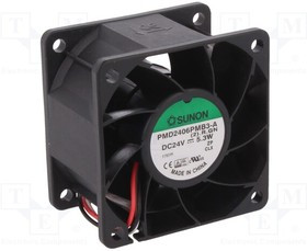 PMD2406PMB3AR, Вентилятор осевой, 24В DC, 60x60x38мм, подшипник качения, 70,5куб.м/ч, 47дБА