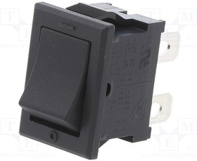 JWS21RAA, ROCKER; DPST; Pos: 2; ON-OFF; 10A/125VAC; black; none; Body: black