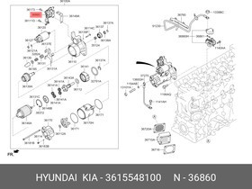 36155-48100, Реле стартера HYUNDAI HD65,78,120,БОГДАН дв.D4GA,D6GA OE